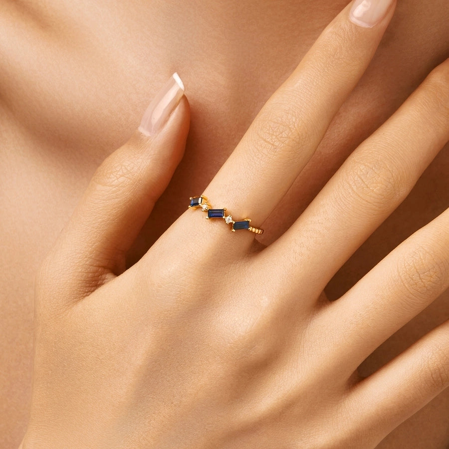 Chic Geometric Square Zircon Ring – 14K Gold Plated 925 Sterling Silver-Bijou Crush