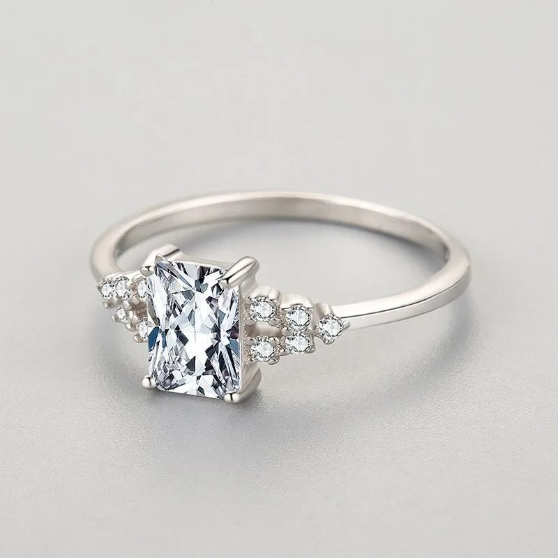 925 Sterling Silver Zircon Rectangle Ring-Bijou Crush