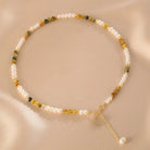 Elegant Geometric Necklace with Freshwater Pearls & Mother of Pearl Shell-Bijou Crush