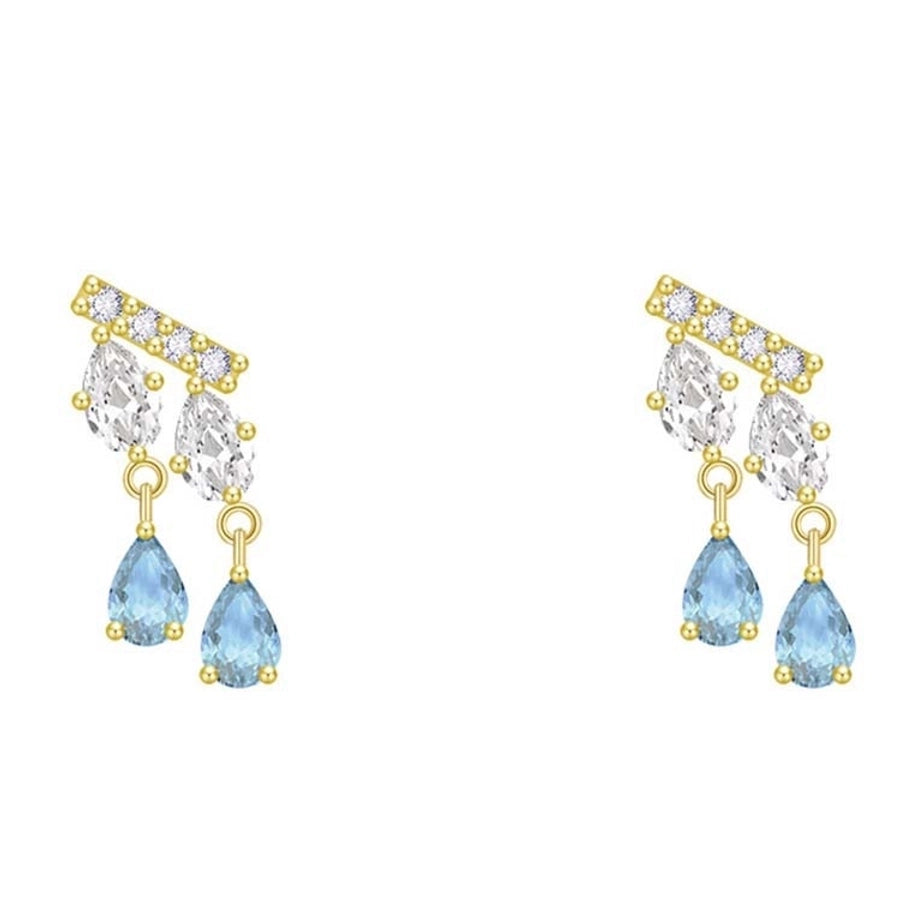 Raindrop Glam Earrings – 925 Sterling Silver with Rhinestone Water Droplets-Bijou Crush