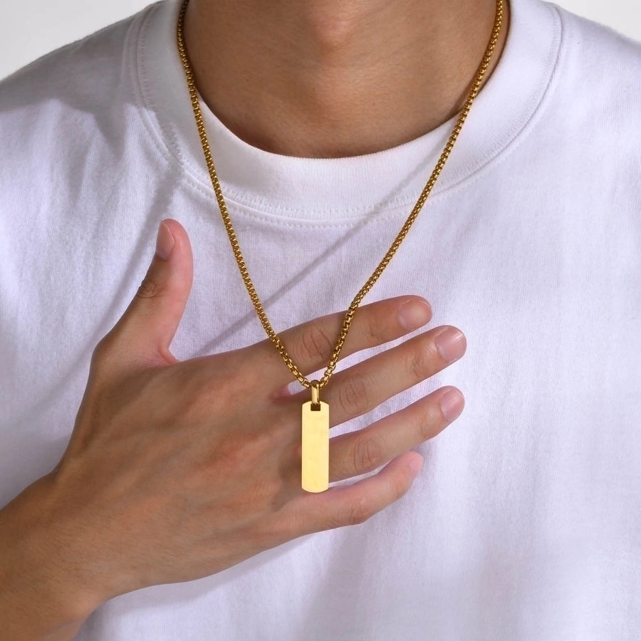 304 Stainless Steel Simple Style Polishing Square Men's Necklace-Bijou Crush