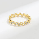18K Gold-Plated 925 Sterling Silver Zircon Round Ring-Bijou Crush