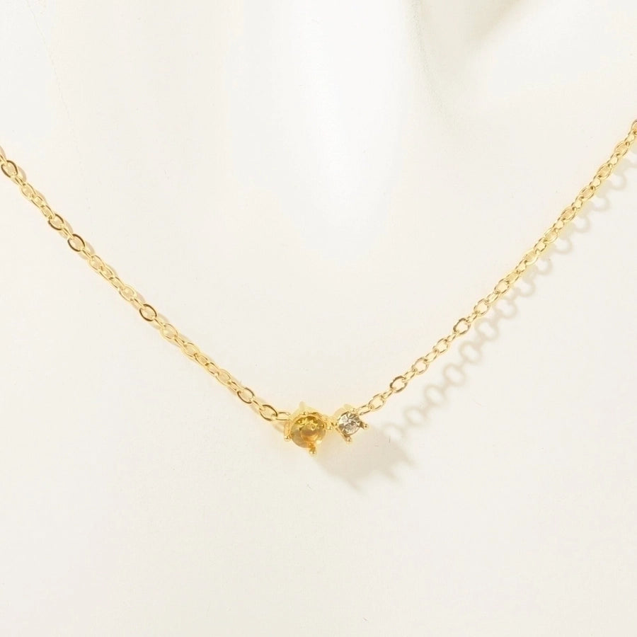 Retro Vibes Pendant Necklace - 18K Gold-Plated Stainless Steel with Sparkly Zircon-Bijou Crush