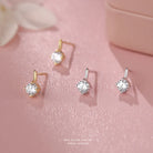 Silver Zircon Geometric Ear Studs-Bijou Crush