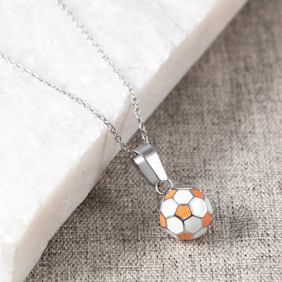 Simple Style Football 304 Stainless Steel Epoxy 18K Gold Plated Pendant Necklace-Bijou Crush