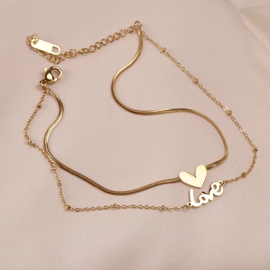 Trendy Letter Anklet in Titanium Steel Finish-Bijou Crush