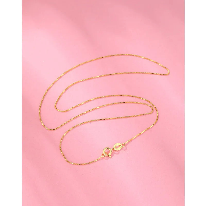 925 Sterling Silver Cable Chain Box Chain Solid Color Necklace-Bijou Crush