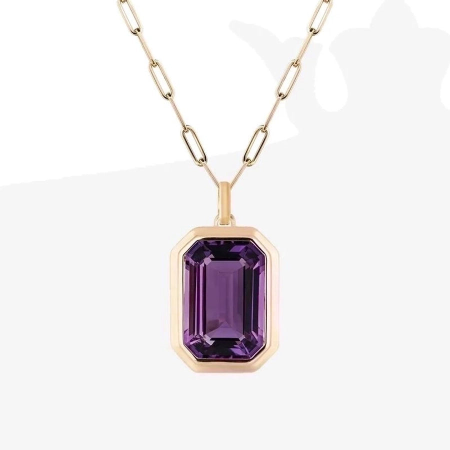 French Classic Square Pendant Necklace – 304 Stainless Steel with Zircon Inlay-Bijou Crush