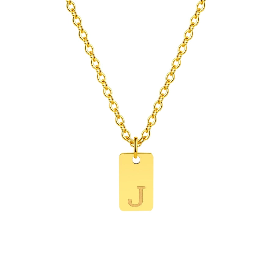 304 Stainless Steel 18K Gold Plated IG Style Letter Pendant Necklace-Bijou Crush