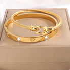 Stainless Steel Heart Bangle Set – Elegant 2-Piece Design-Bijou Crush