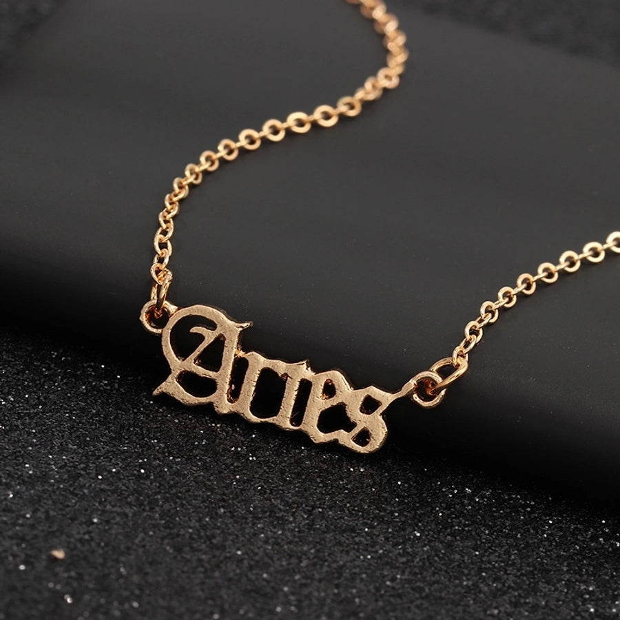 Fashion Letter Alloy Zodiac Sign Pendant Necklaces-Bijou Crush
