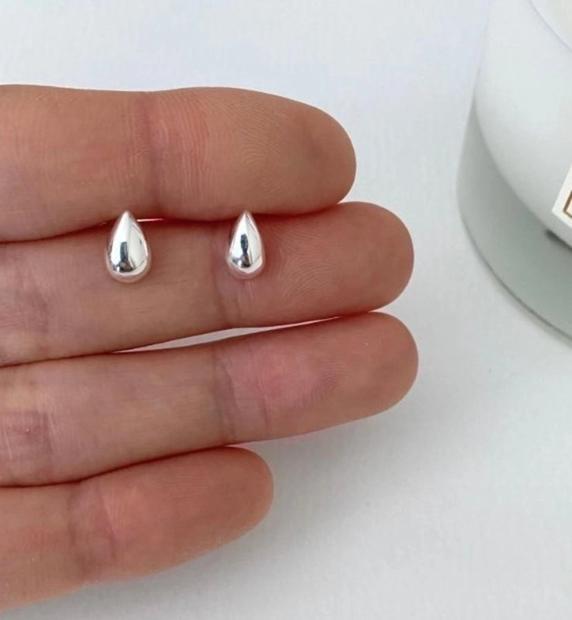 Sterling Silver Dewdrop Ear Studs-Bijou Crush