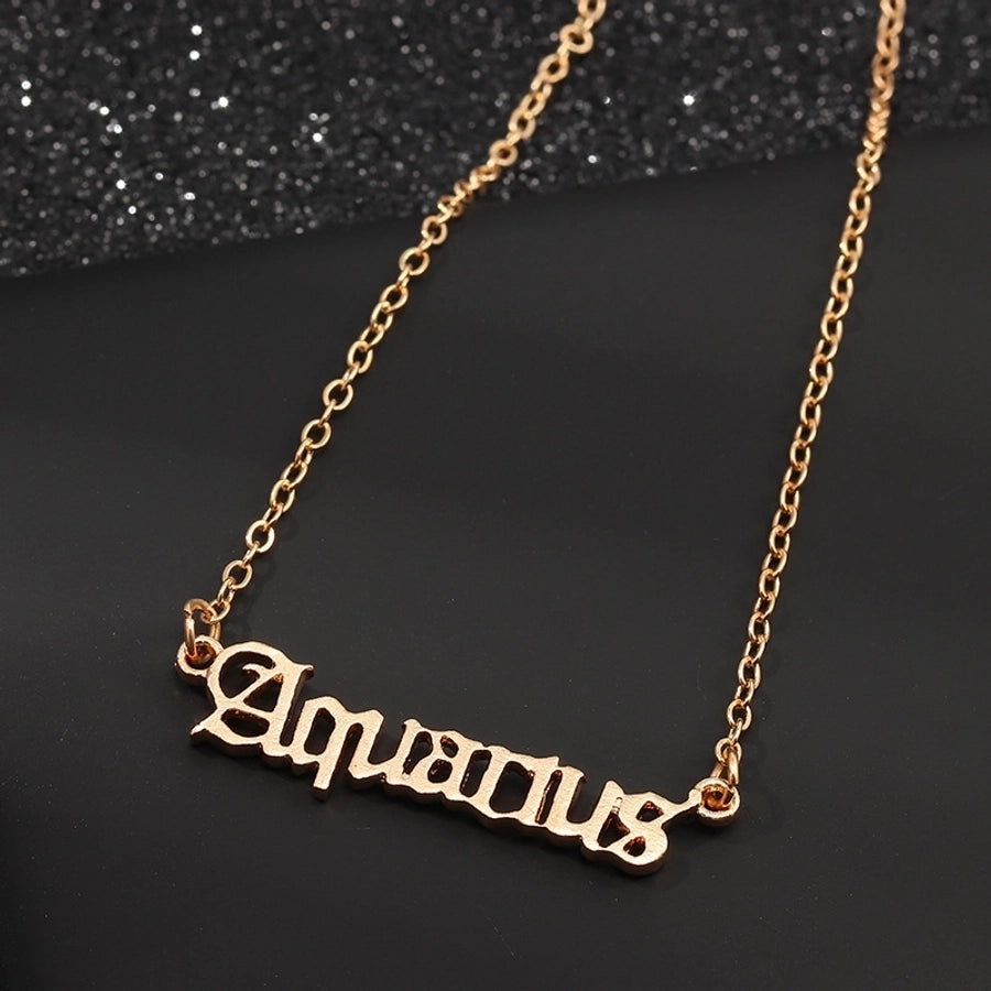 Fashion Letter Alloy Zodiac Sign Pendant Necklaces-Bijou Crush