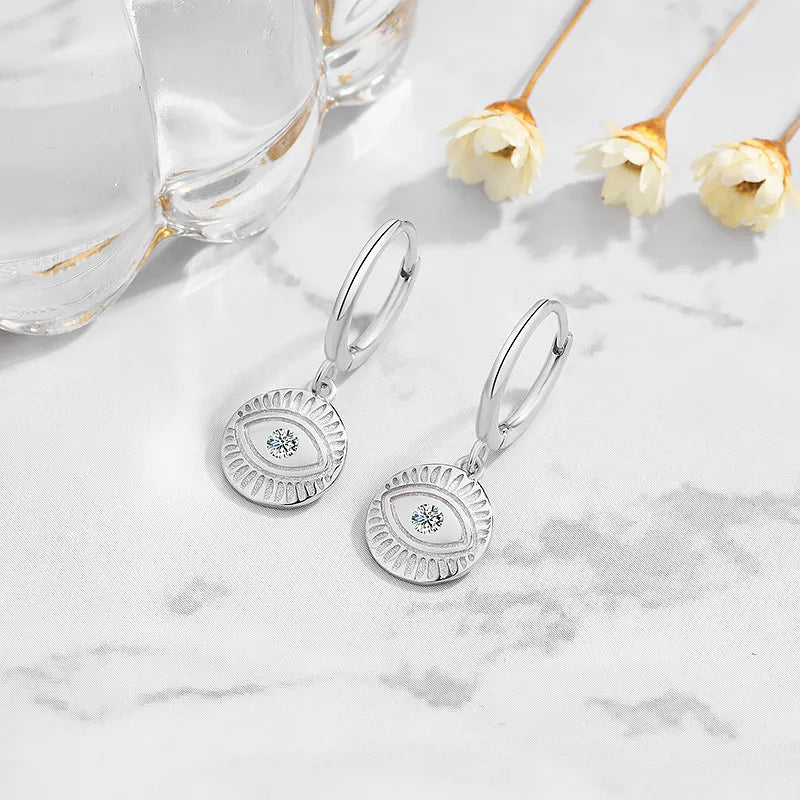 925 Sterling Silver Zircon Devil's Eye Drop Earrings-Bijou Crush