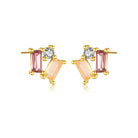 18K Gold Plated 925 Sterling Silver Zircon Rectangle Ear Studs-Bijou Crush