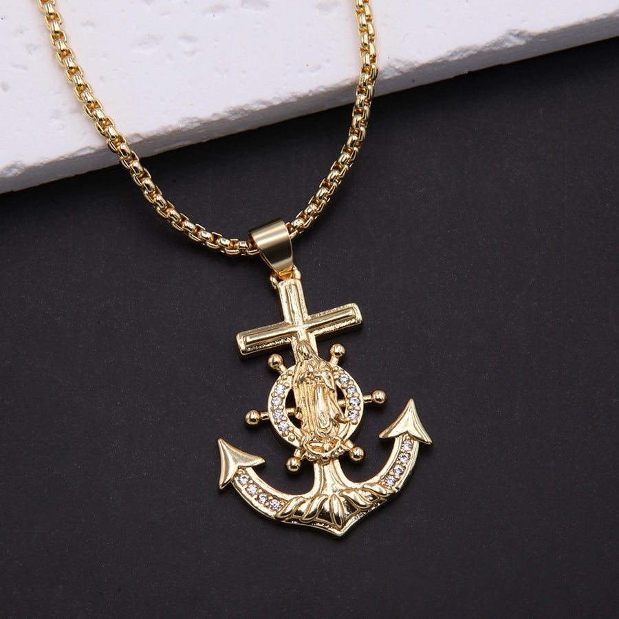 Simple Style Anchor Copper Polishing Plating Zircon-Bijou Crush