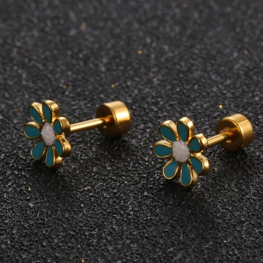 Simple Style Flower 304 Stainless Steel No Inlaid Earrings Ear Studs-Bijou Crush