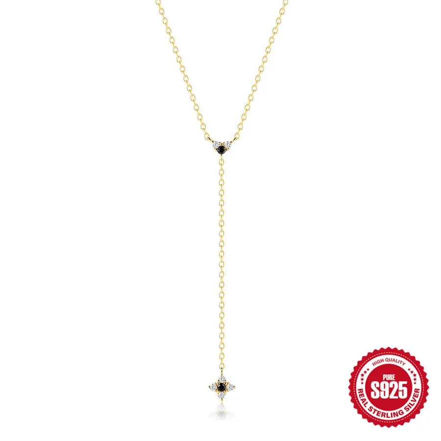 925 Sterling Silver Zircon Cable Chain Geometric Pendant Necklace-Bijou Crush