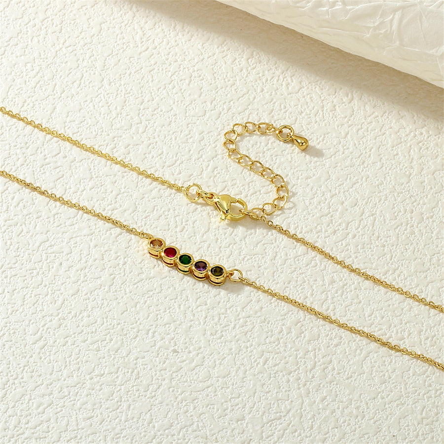 Round Zircon Pendant Necklace – 18K Gold-Plated Copper Elegance-Bijou Crush