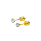Round Inlay 304 Stainless Steel Zircon 18K Gold-Plated Earrings – Timeless Elegance-Bijou Crush