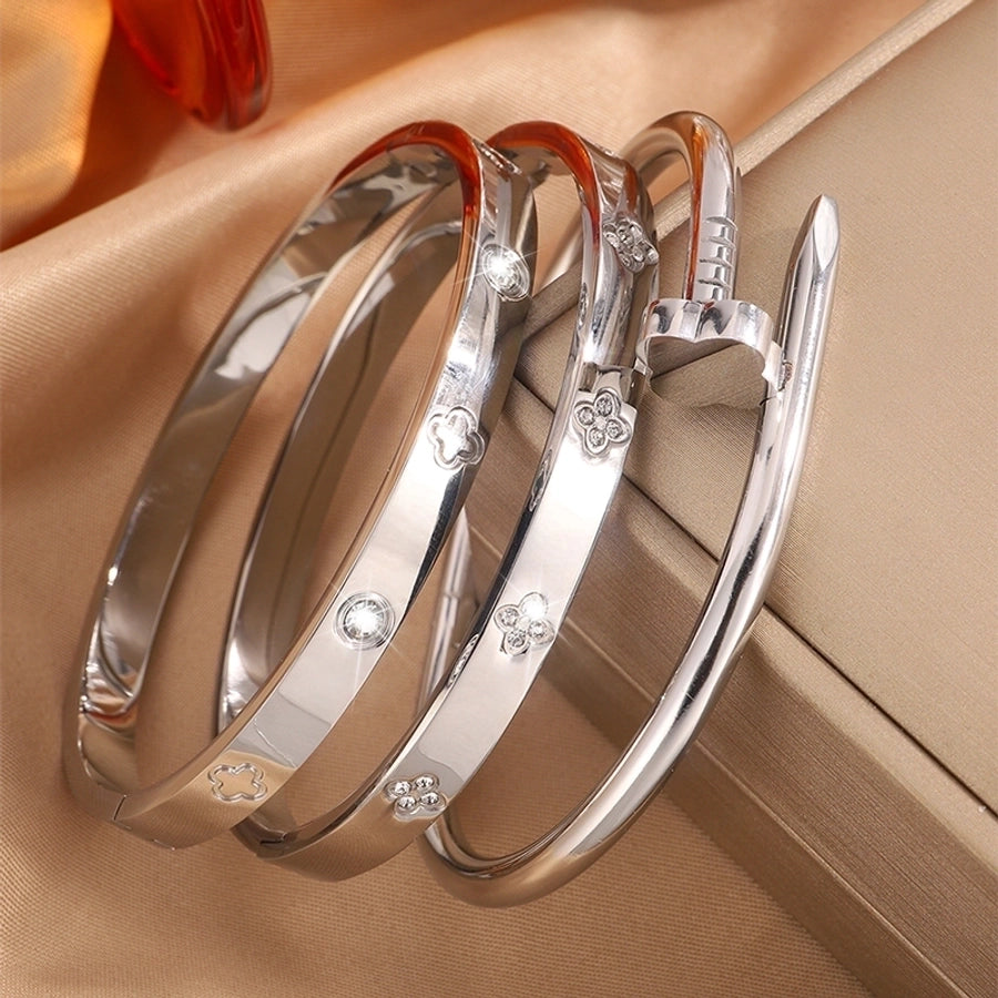 Elegant French Style Classic Four Leaf Clover 304 Stainless Steel Bangle-Bijou Crush
