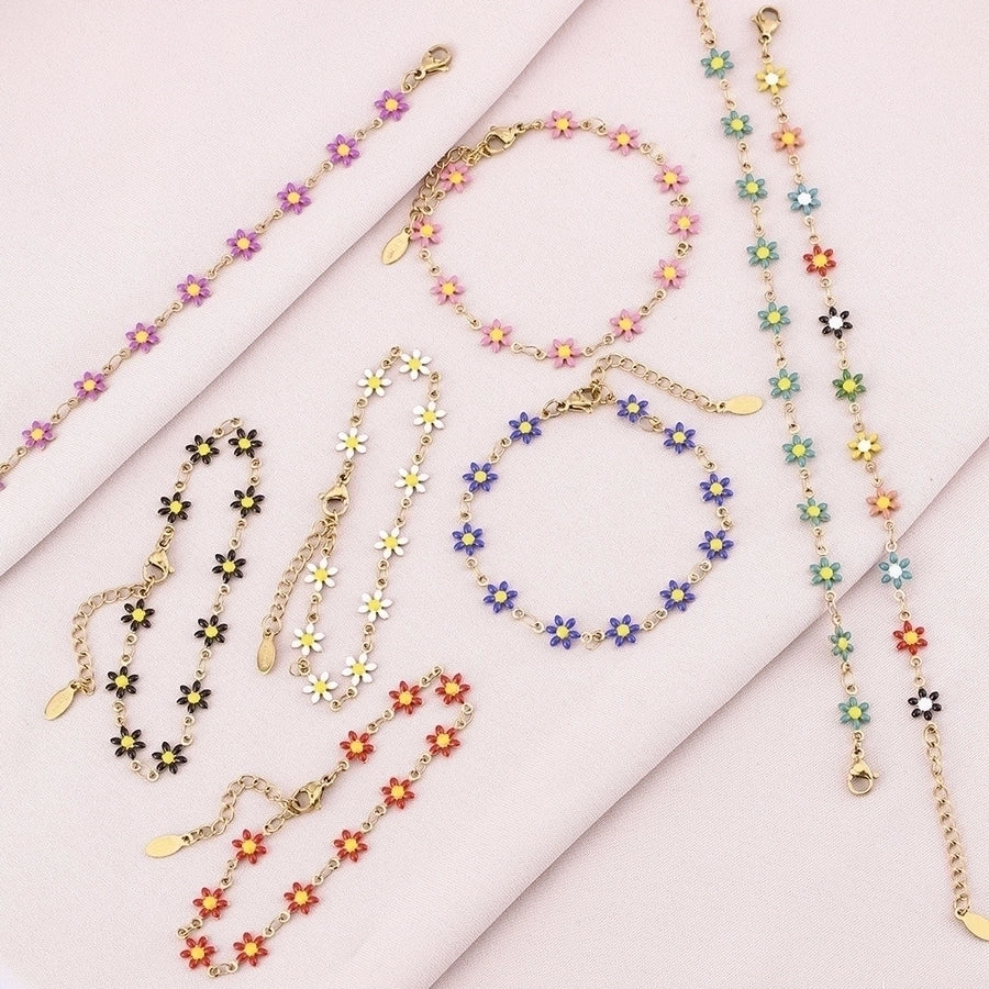 Basic Flower Stainless Steel 18K Gold Plated None Bracelets-Bijou Crush