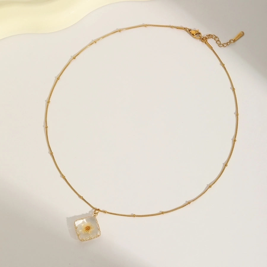 Flower 304 Stainless Steel Copper 18K Gold Plated Pendant Necklace-Bijou Crush
