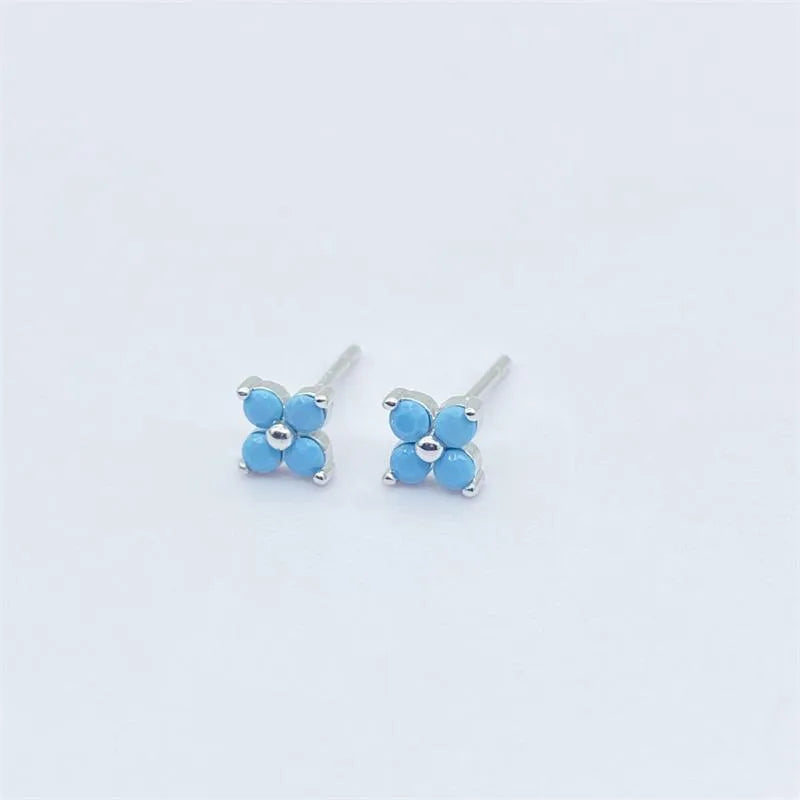 925 Sterling Silver Artificial Diamond Flower Stud Earrings-Bijou Crush