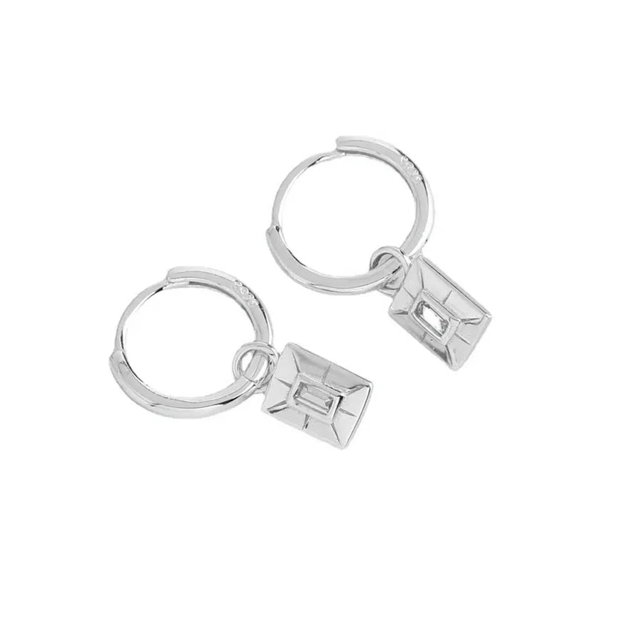 Gold-Plated & White Gold-Plated 925 Sterling Silver Zircon Rectangle Drop Earrings-Bijou Crush