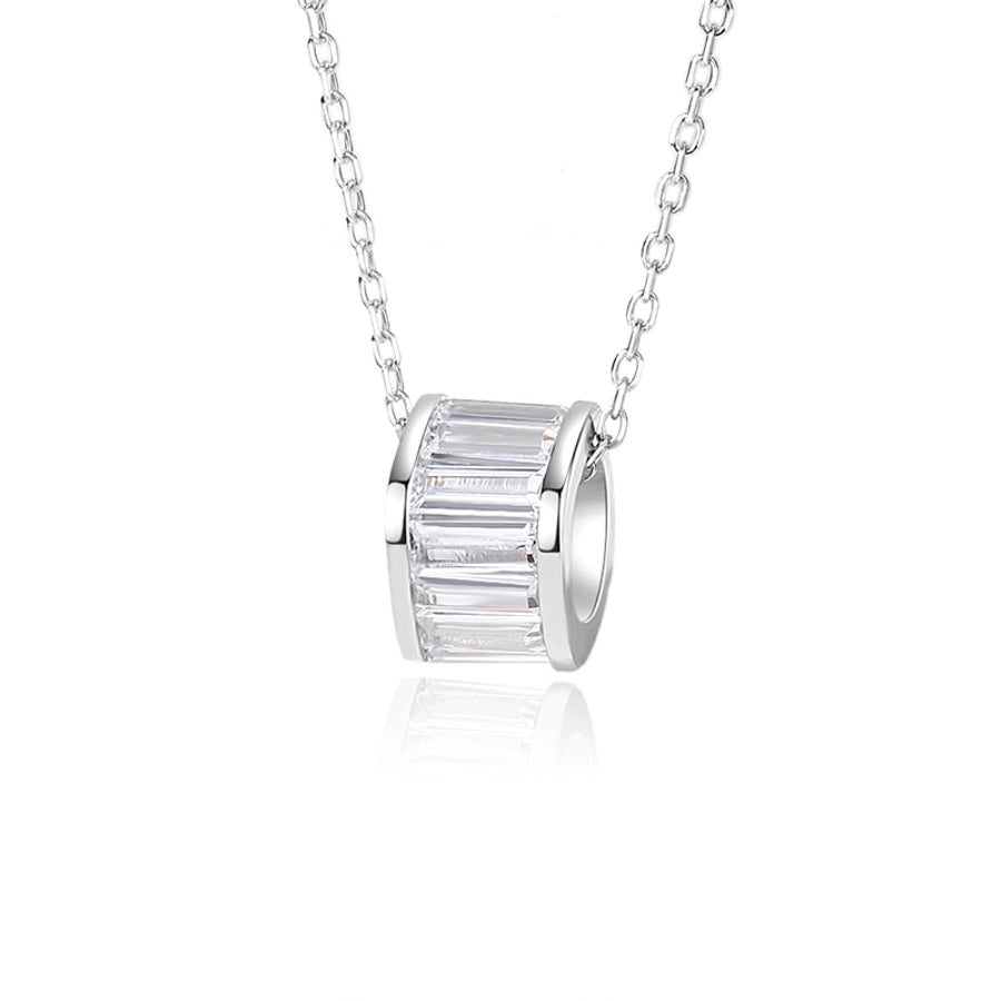 925 Sterling Silver Zircon Round Pendant Necklace-Bijou Crush