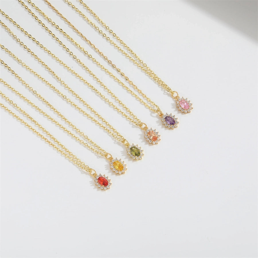 Oval Sparkle Necklace with 14K Gold-Plated Copper Cable Chain-Bijou Crush