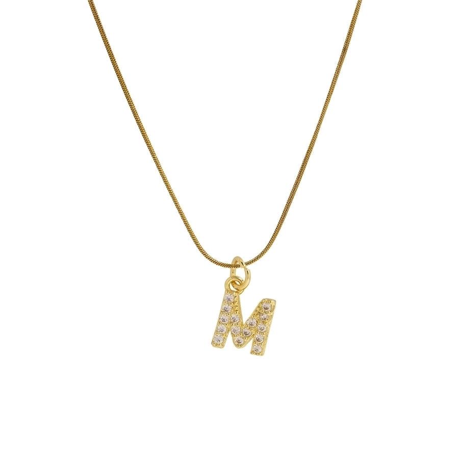 Blingy Letter Charm Snatched Snake Chain Necklace-Bijou Crush
