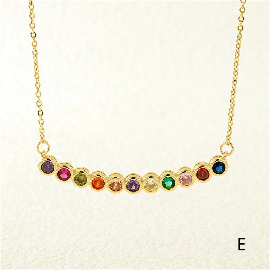 Round Zircon Pendant Necklace – 18K Gold-Plated Copper Elegance-Bijou Crush