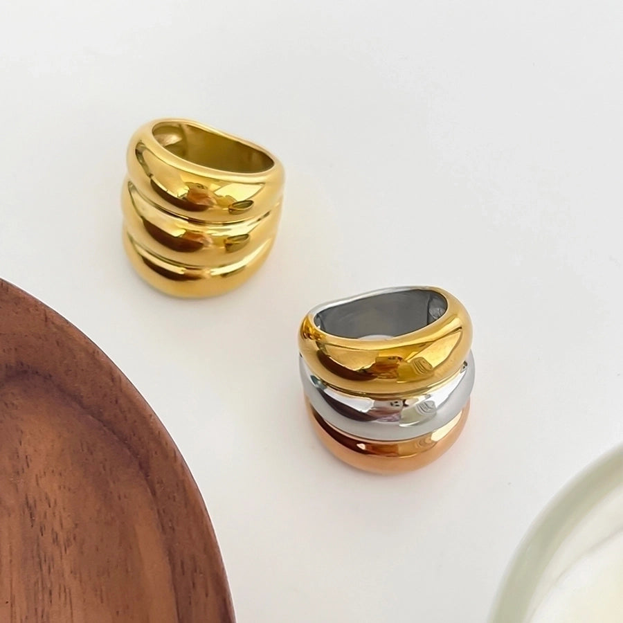 Nordic Style Exaggerated Color Block 316 Stainless Steel 18K Gold Plated Irregular Rings-Bijou Crush