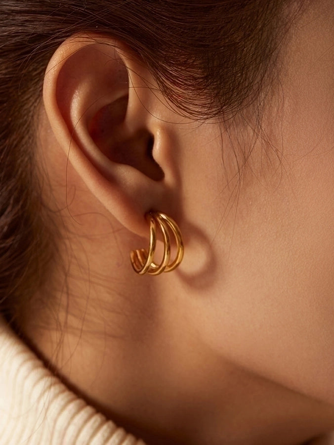 Fashion C Shape Gold Plated 304 Stainless Steel Earrings-Bijou Crush
