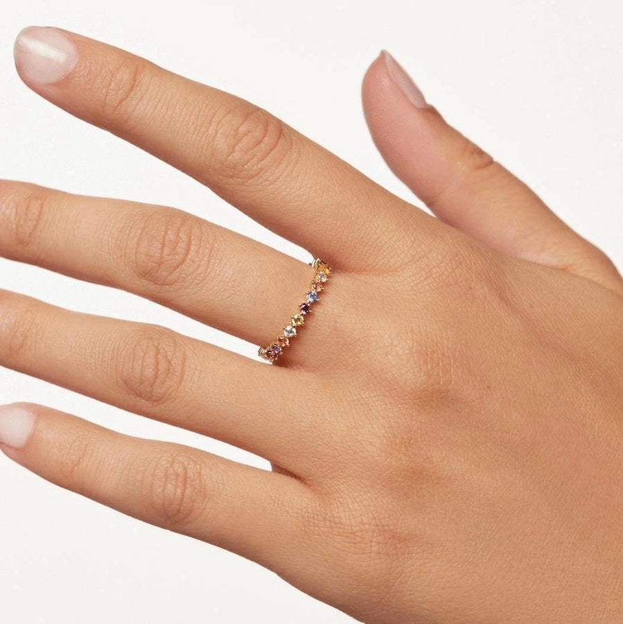 Geometric Rings with Artificial Gemstones in 925 Sterling Silver-Bijou Crush