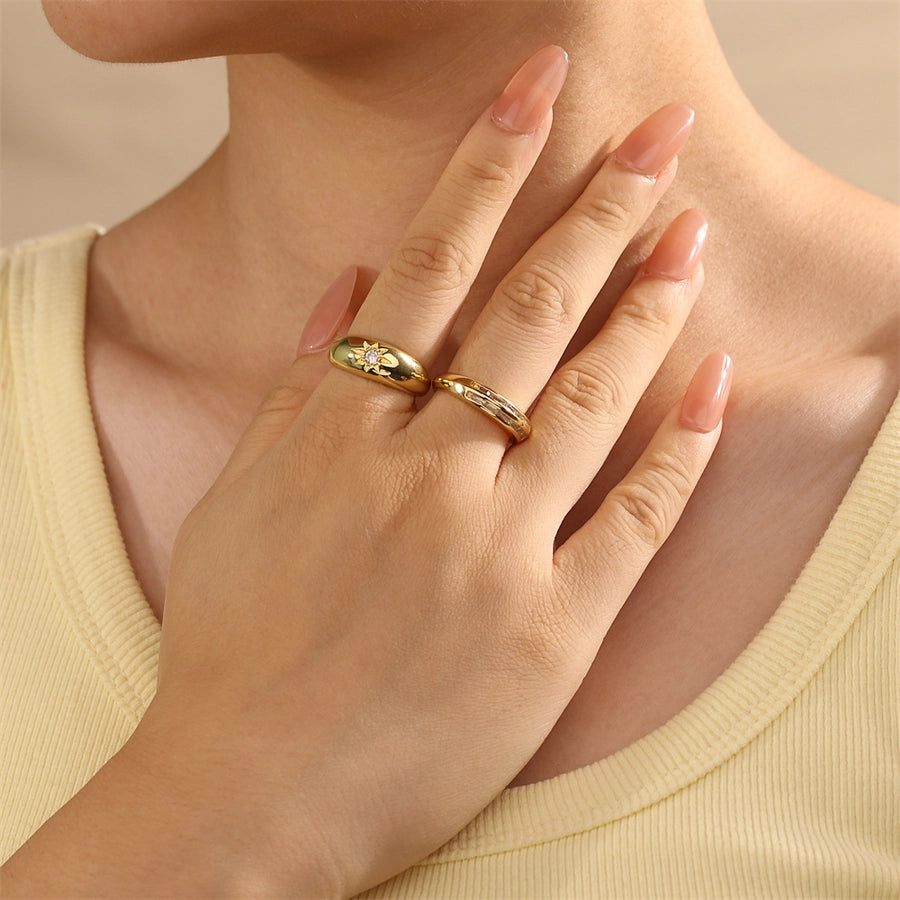 Geometric Copper Zircon Ring – 18K Gold Plated-Bijou Crush