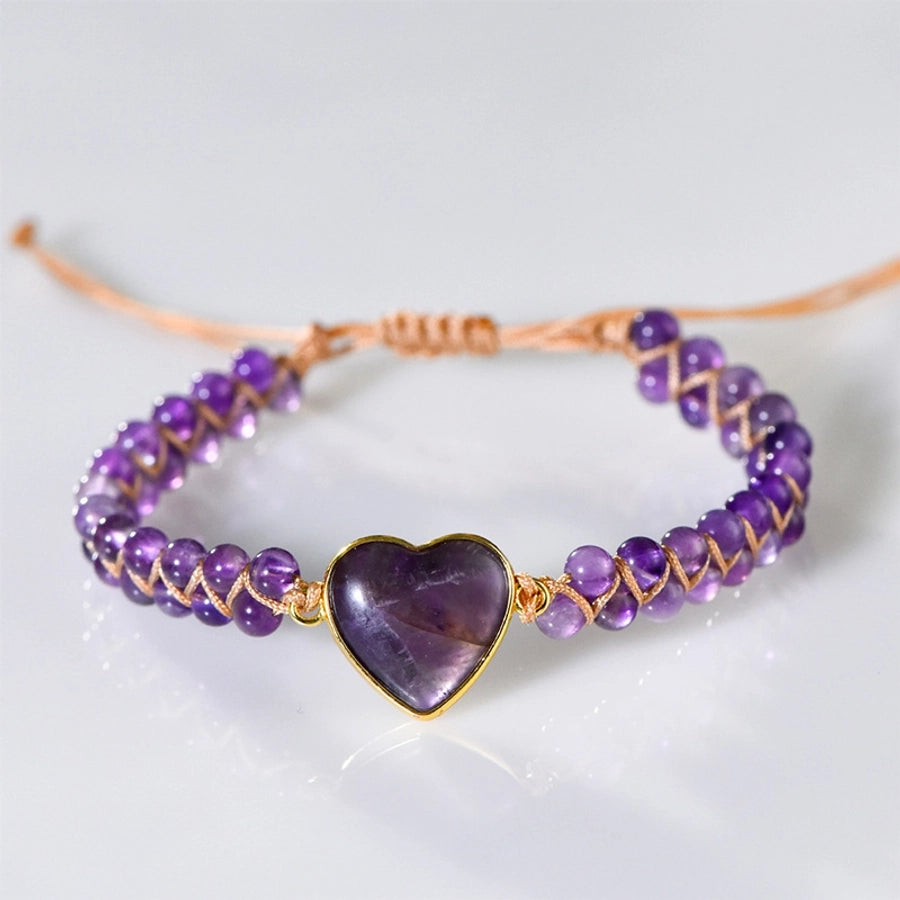 Beautiful Heart Shape Crystal Bracelets in Amethyst & Labradorite-Bijou Crush