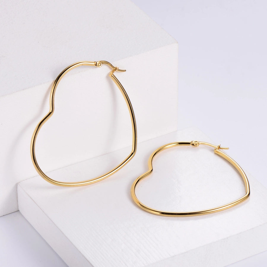 Heart Shape Plating 304 Stainless Steel No Inlaid 18K Gold Plated Earrings-Bijou Crush