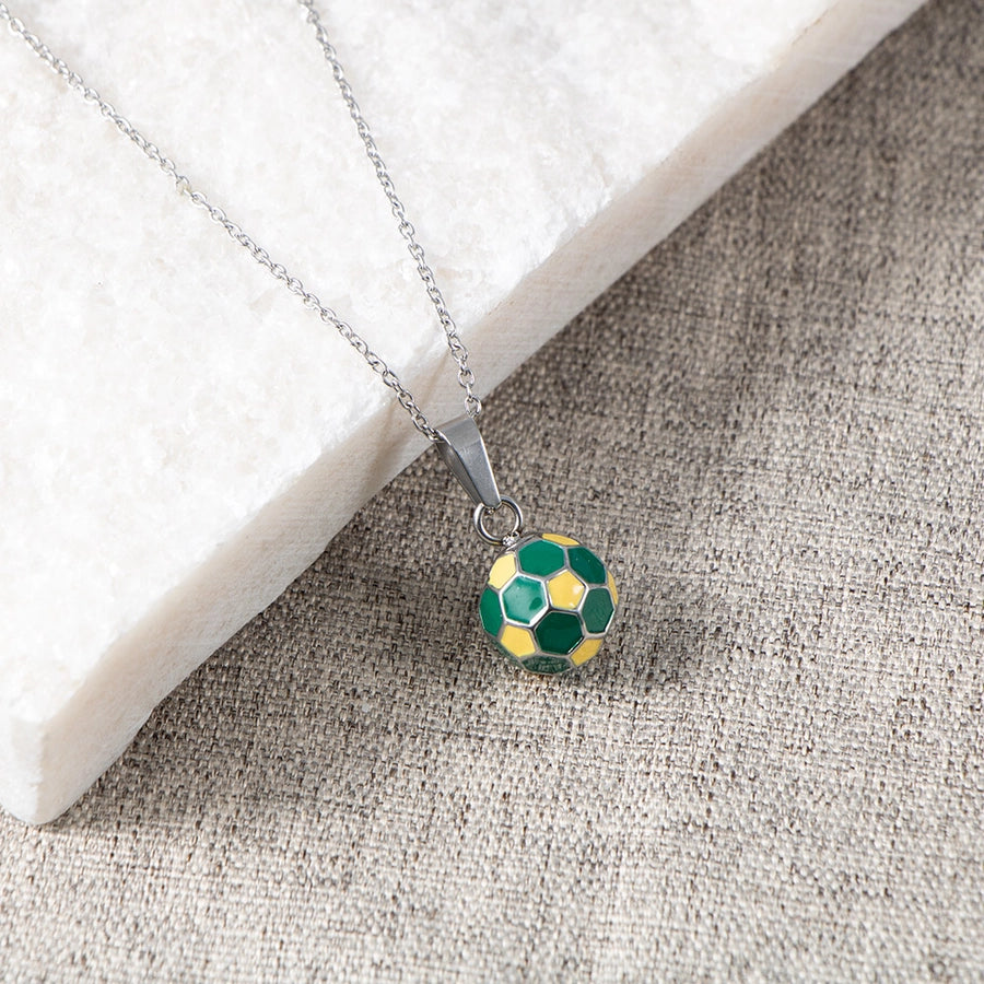 Simple Style Football 304 Stainless Steel Epoxy 18K Gold Plated Pendant Necklace-Bijou Crush