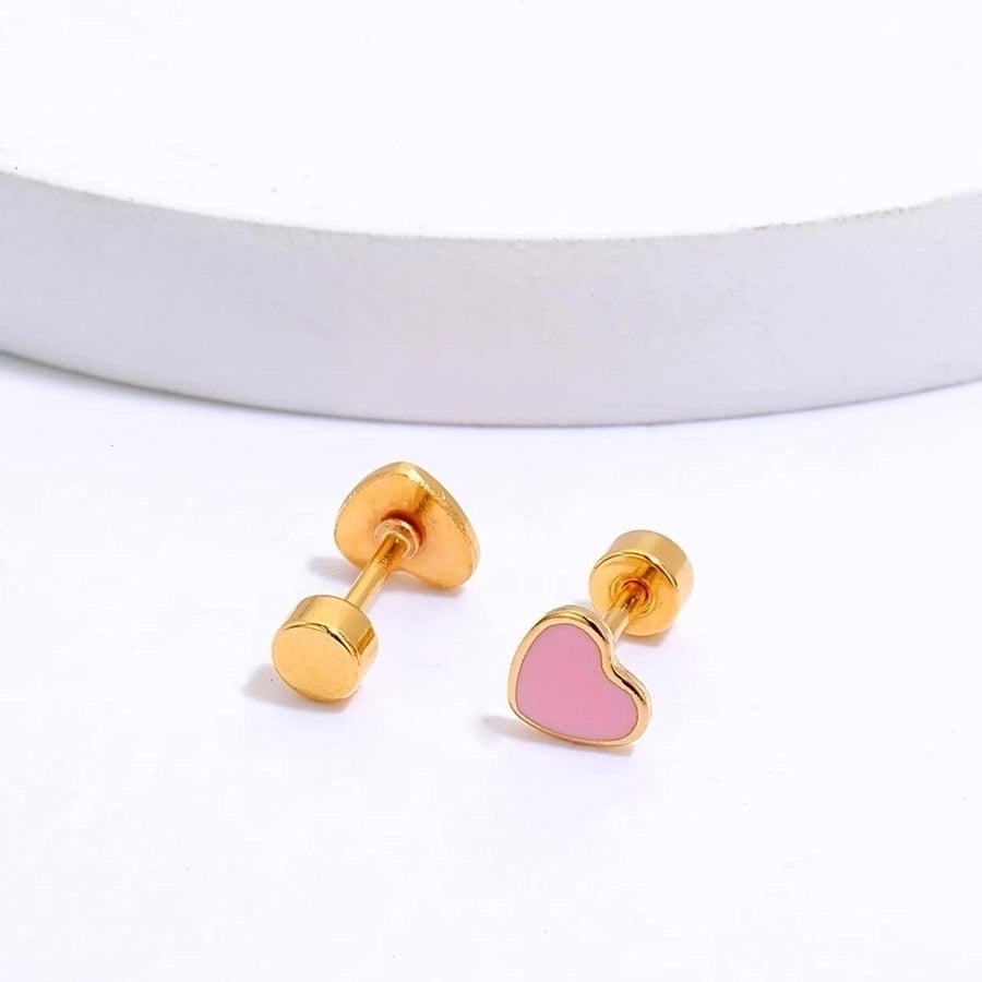 Heart Shape 201 Stainless Steel 18K Gold Plated Ear Studs Earrings-Bijou Crush