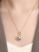 Simple Style Football 304 Stainless Steel Epoxy 18K Gold Plated Pendant Necklace-Bijou Crush