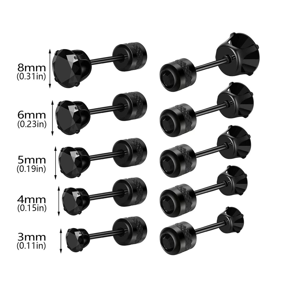 Round Inlay 304 Stainless Steel Zircon 18K Gold-Plated Earrings – Timeless Elegance-Bijou Crush