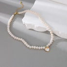 Elegant Geometric Necklace with Freshwater Pearls & Mother of Pearl Shell-Bijou Crush