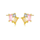 18K Gold Plated 925 Sterling Silver Zircon Rectangle Ear Studs-Bijou Crush