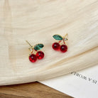 Cute Sweet Cherry Rhinestone Ear Studs-Bijou Crush