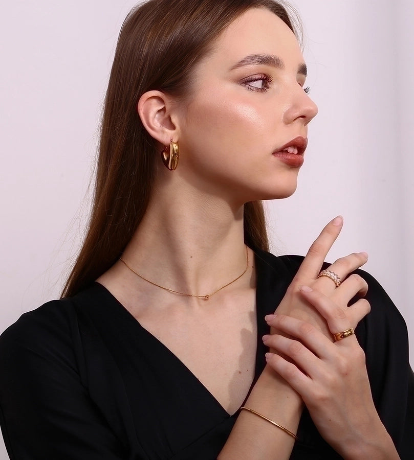 Classic Round Zircon Necklace in 18K Gold-Plated 304 Stainless Steel-Bijou Crush