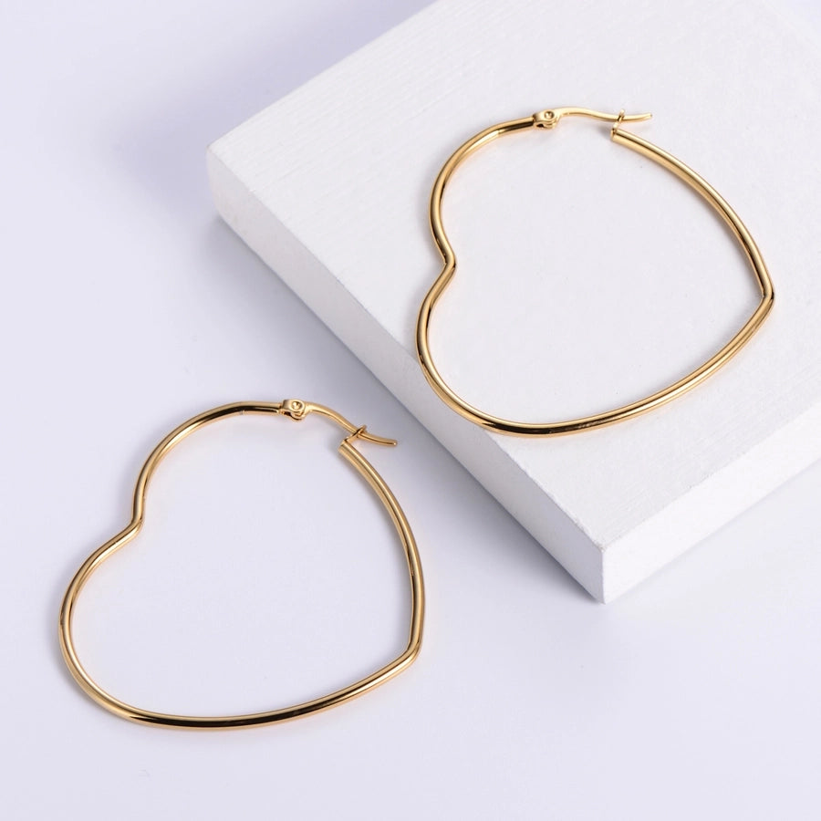 Heart Shape Plating 304 Stainless Steel No Inlaid 18K Gold Plated Earrings-Bijou Crush