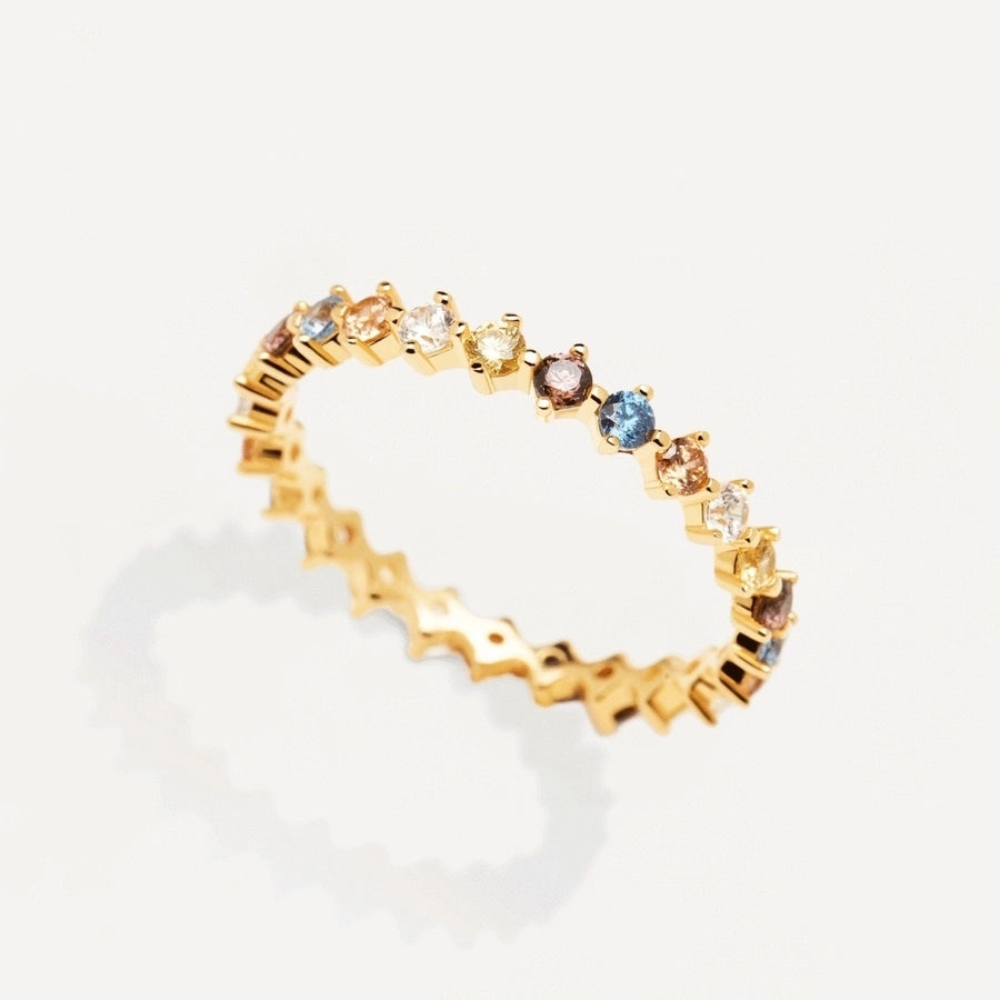 Geometric Rings with Artificial Gemstones in 925 Sterling Silver-Bijou Crush