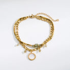 Fashion Eye Stainless Steel Natural Stone Plating 18K Gold Plated Bracelet-Bijou Crush
